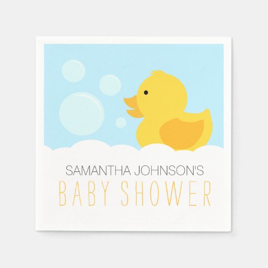 Geel Rubber Ducky Bubble Bath Baby shower Servet (Voorkant)