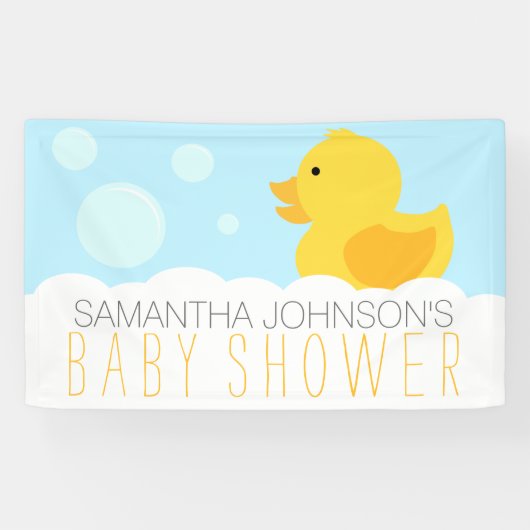 Geel Rubber Ducky Bubble Bath Baby shower Spandoek (Horizontaal)