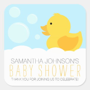 Geel Rubber Ducky Bubble Bath Baby shower Vierkante Sticker