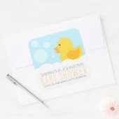 Geel Rubber Ducky Bubble Bath Baby shower Vierkante Sticker (Envelop)