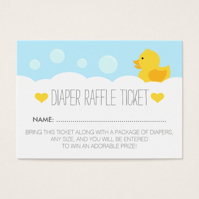 Geel Rubber Ducky Bubble Bath Baby shower Visitekaartjes (Voorkant)