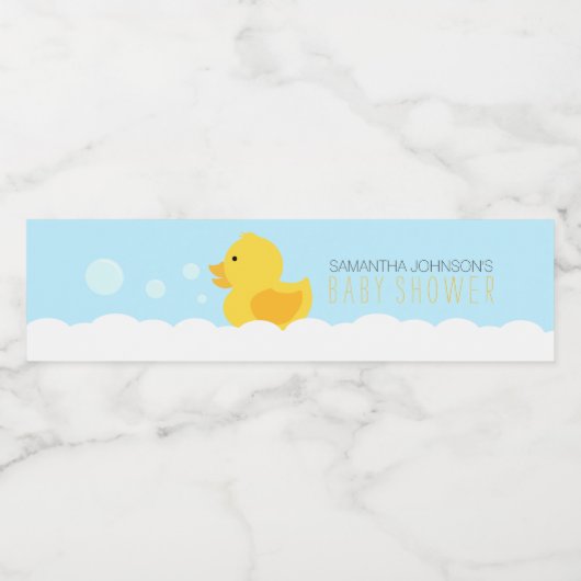 Geel Rubber Ducky Bubble Bath Baby shower Waterfles Etiket (Enkel label)