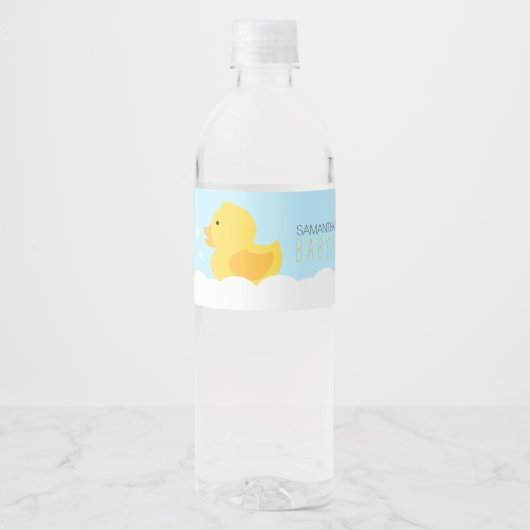 Geel Rubber Ducky Bubble Bath Baby shower Waterfles Etiket (Voorkant)