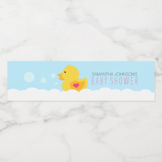 Geel Rubber Ducky Bubble Bath Girls Baby shower Waterfles Etiket (Enkel label)