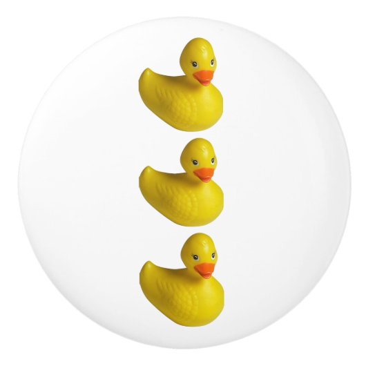 Geel Rubber Ducky Duck Leuk Kinder Badtijd Keramische Knop (Voorkant)