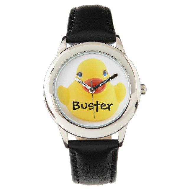 Geel Rubber Ducky met Naam Horloge (Voorkant)