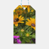 Geel Rudbeckia Flowers Roze Phlox en Bee Cadeaulabel (Achterkant)