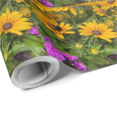 Geel Rudbeckia Flowers Roze Phlox en Bee Cadeaupapier (Rol Hoek)