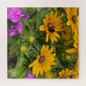 Geel Rudbeckia Flowers Roze Phlox en Bee Legpuzzel (Horizontaal)