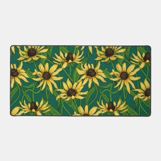 Geel Rudbekia op donkergroen Bureaumat (Voorkant)