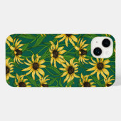 Geel Rudbekia op donkergroen iPhone Hoesje (Achterkant horizontaal)
