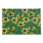 Geel Rudbekia op donkergroen Kussensloop (Achterkant-Rechts)