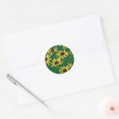 Geel Rudbekia op donkergroen Ronde Sticker (Envelop)