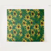 Geel Rudbekia op donkergroen Wandkleed (Voorkant (horizontaal))