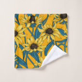 Geel Rudbekia op geel Bad Handdoek (Wasdoekje)