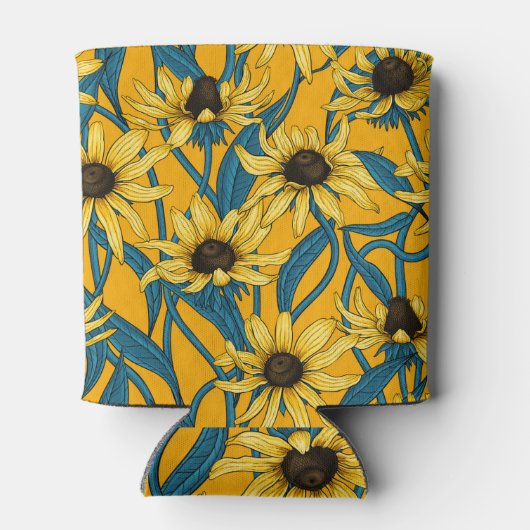 Geel Rudbekia op geel Blikjeskoeler (Achterkant)