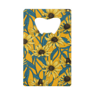 Geel Rudbekia op geel Creditkaart Flessenopener