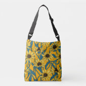 Geel Rudbekia op geel Crossbody Tas (Voorkant)