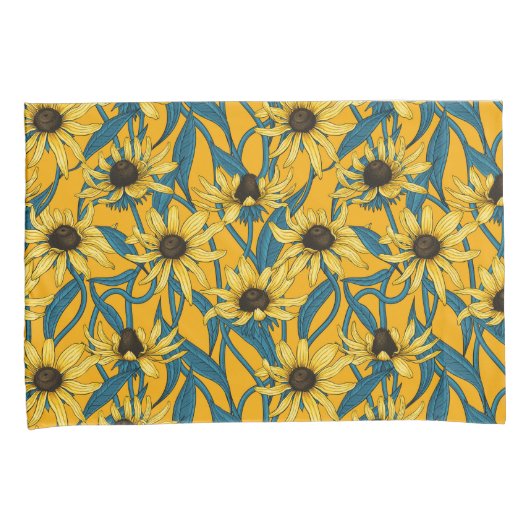 Geel Rudbekia op geel Kussensloop (Voorkant-Rechts)