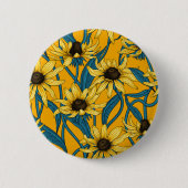Geel Rudbekia op geel Ronde Button 5,7 Cm (Voorkant)