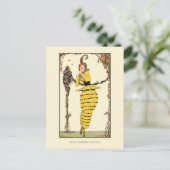 Geel Ruffled Jurk Wegener Franse Mode Briefkaart (Staand voorkant)