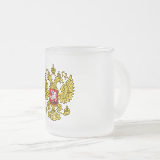 Geel Russisch keizerlijk dubbelhars Matglas Koffiemok (Voorkant rechts)