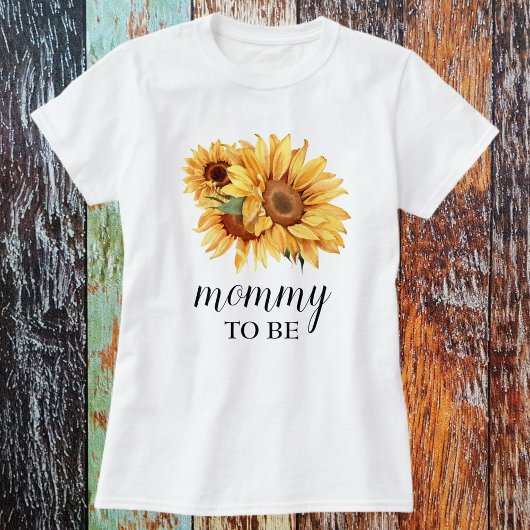 Geel rustiek Zonnebloem Baby shower T-shirt