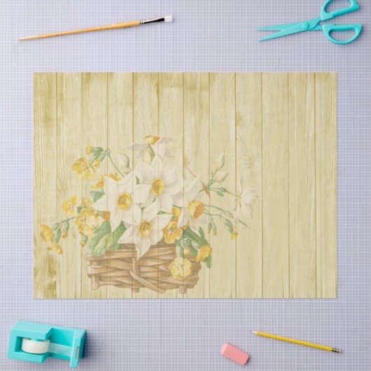 Geel Rustisch hout en ventilatormandje Tissuepapier (Craft)