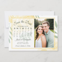 Geel & Salie Boho Rozen Kalender & Foto Bruiloft Save The Date
