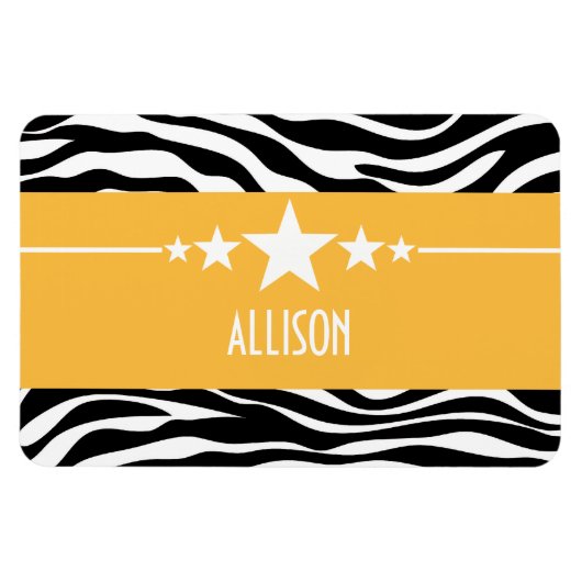 Geel Sassy Star Zebra Premium Magnet Magneet (Horizontaal)