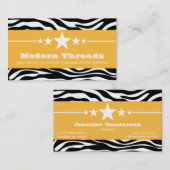 Geel Sassy Star Zebra Print Visitekaartje (Voorkant / Achterkant)