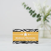 Geel Sassy Star Zebra Print Visitekaartje (Staand voorkant)