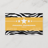 Geel Sassy Star Zebra Print Visitekaartje (Achterkant)