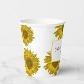 Geel Scattered Sunflower Weddenschap Papieren Bekers (Rechts)