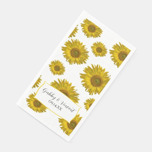 Geel Scattered Sunflower Weddenschap Servet (Hoek)