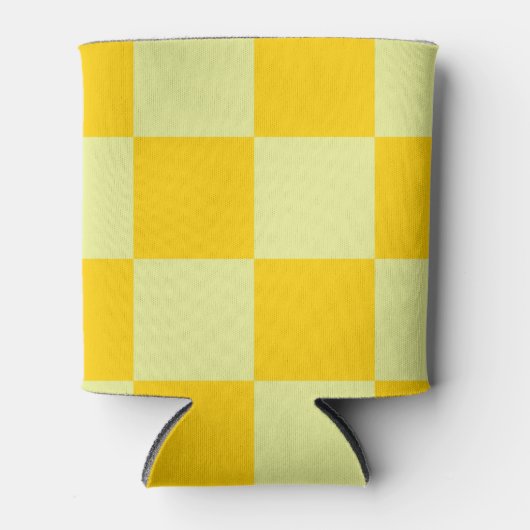 Geel schaakbord retro kleurrijke controles blikjeskoeler (Voorkant)