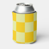Geel schaakbord retro kleurrijke controles blikjeskoeler (Blikje Achterkant)
