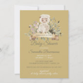 Geel schapenlam botanisch lint Baby shower Kaart (Voorkant)