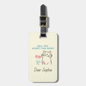 Geel Schattig Bagagelabel met katten en Rozen (Voorkant verticaal)