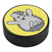 Geel schattig gelukkig egel hockey puck (3/4)