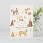 Geel Schattige Geïllustreerde Kinderen Verjaardag Kaart (Staand voorkant)