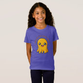 Geel Schattige Kawaii Ghost T-shirt (Voorkant volledig)