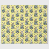 Geel Schattige Waterverf Konijntje Bloemen Pasen Cadeaupapier (Vlak)