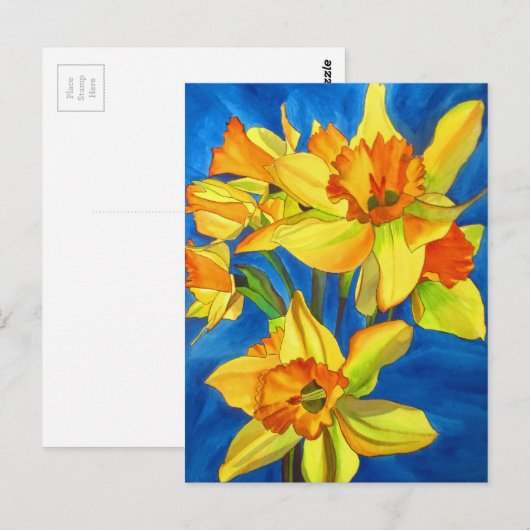 Geel schilderij van daffodil waterverf briefkaart (Voorkant / Achterkant)