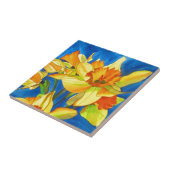 Geel schilderij van daffodil waterverf tegeltje (Zijkant)
