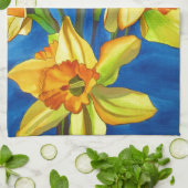Geel schilderij van daffodil waterverf theedoek (Gevouwen)