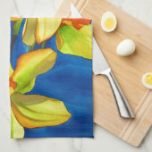 Geel schilderij van daffodil waterverf theedoek (Quarter Fold)