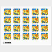Geel schilderij van daffodil waterverf vierkante sticker (Vel)