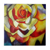 Geel schilderij van Freesia waterverf Tegeltje (Voorkant)