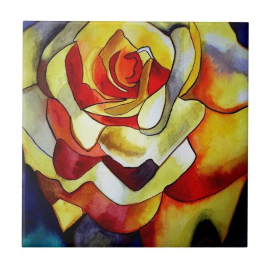 Geel schilderij van Freesia waterverf Tegeltje (Voorkant)